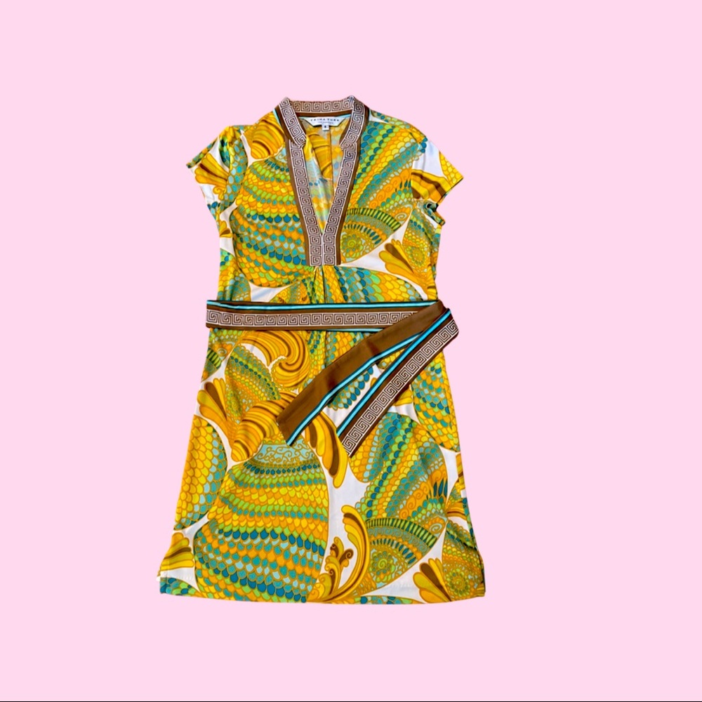 Trina Turk Silk Dress Greek Key Detail